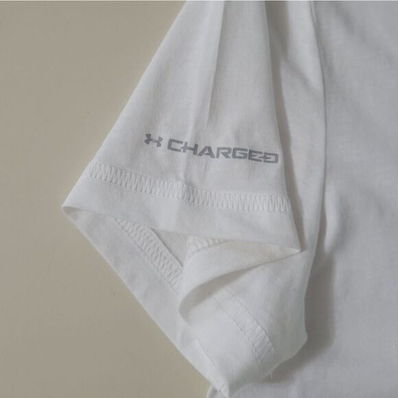 Under Armour Women's White V-neck Short Sleeve University Okobogi T-shirt - Picture 8 of 13